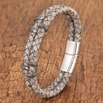 Buddha Stones Braided Leather Dragon Claw Strength Stainless Steel Bracelet