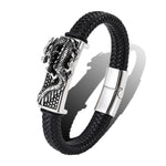 Buddha Stones Hand-Woven Dragon Strength Braided Stainless Steel Bracelet