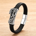 Buddha Stones Hand-Woven Dragon Strength Braided Stainless Steel Bracelet