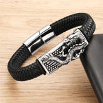 Buddha Stones Hand-Woven Dragon Strength Braided Stainless Steel Bracelet