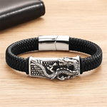 Buddha Stones Hand-Woven Dragon Strength Braided Stainless Steel Bracelet