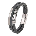 Buddha Stones Leather Braided Protection Geometric Magnetic Clasp Bracelet
