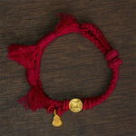 Buddha Stones Alloy Chinese Coin Gourd Pendant Wealth Double-Strand Red String Bracelet