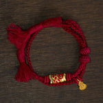 FREE Today: Prosperity and Connection Alloy Koi Fish Gourd Pendant Retro Double-Strand String Bracelet