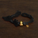 Buddha Stones Alloy Gourd Shaped Chinese Coin Gourd Pendant Wealth Double-Strand Red String Bracelet