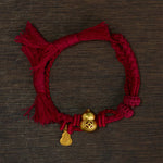 Buddha Stones Alloy Gourd Shaped Chinese Coin Gourd Pendant Wealth Double-Strand Red String Bracelet
