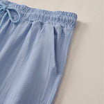 Buddha Stones Summer Casual Drawstring Solid Bermuda Shorts Women's Straight Leg Pants With Pockets