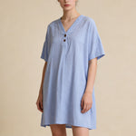 Buddha Stones Summer Casual Minimalist Button-Up Solid Women's Short Sleeve Dresses