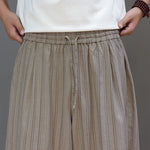 Buddha Stones Summer Casual Drawstring Striped Capri Pants Men's Harem Pants With Pocket