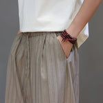 Buddha Stones Summer Casual Drawstring Striped Capri Pants Men's Harem Pants With Pocket