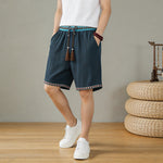 Buddha Stones Summer Boho Casual Drawstring Geometric Bermuda Shorts Men's  With Pockets