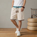 Buddha Stones Summer Boho Casual Drawstring Geometric Bermuda Shorts Men's  With Pockets