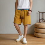 Buddha Stones Summer Boho Casual Drawstring Geometric Bermuda Shorts Men's  With Pockets