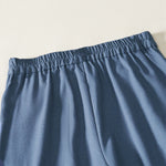 Buddha Stones Summer Elegant Solid Elastic Waist Button Zipper Design Cotton Linen Long Pants Women's Wide Leg Pants With Pockets