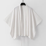 Buddha Stones Summer Minimalist Drawstring Lace-up Solid Short Sleeve Men's Kimono With Pockets