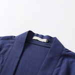 Buddha Stones Summer Minimalist Drawstring Lace-up Solid Short Sleeve Men's Kimono With Pockets