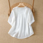 Buddha Stones Summer Casual Simple Solid V-Neck Lines Women's Short Sleeve T-Shirts