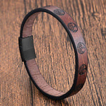Buddha Stones Braided Leather Titanium Steel Tree Of Life Connection Wrap Bracelet