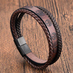 Buddha Stones Braided Leather Titanium Steel Tree Of Life Connection Wrap Bracelet