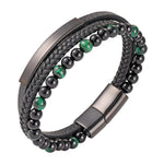 Buddha Stones Braided Leather Tiger Eye Strength Multi Layer Bracelet