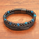 Buddha Stones Braided Leather Tiger Eye Strength Multi Layer Bracelet