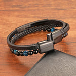 Buddha Stones Braided Leather Tiger Eye Strength Multi Layer Bracelet