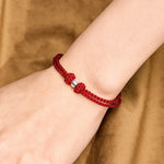 Buddha Stones 925 Sterling Silver Bead Red String Blessing Braided Bracelet