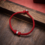 Buddha Stones 925 Sterling Silver Bead Red String Blessing Braided Bracelet