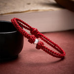Buddha Stones 925 Sterling Silver Bead Red String Blessing Braided Bracelet