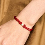 Buddha Stones 925 Sterling Silver Olive-Shaped Bead Red String Blessing Bracelet