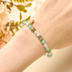 Buddha Stones Amazonite White Agate Enamel Barrel Bead Butterfly Hand Polished Round Bead Bracelet