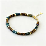 FREE Today: Self Care and Strength Lapis Lazuli Tiger Eye Cylindrical Bead Bracelet
