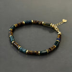 Buddha Stones Lapis Lazuli Tiger Eye Cylindrical Bead Wisdom Bracelet