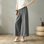 Buddha Stones Spring Summer Casual Minimalist Solid Long Pants Women's Wide Leg Pants With Pocket