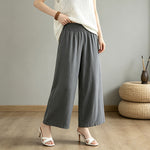 Buddha Stones Spring Summer Casual Minimalist Solid Long Pants Women's Wide Leg Pants With Pocket
