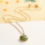Buddha Stones Jade Child Lock Luck Mini Pendant Necklace