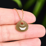 Buddha Stones Jade Child Lock Luck Mini Pendant Necklace