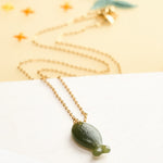 Buddha Stones Jade Little Fish Luck Hand Carved Pendant Necklace