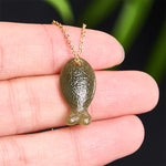 Buddha Stones Jade Little Fish Luck Hand Carved Pendant Necklace