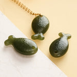 Buddha Stones Jade Little Fish Luck Hand Carved Pendant Necklace