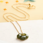 Buddha Stones Jade Auspicious Cloud Lock Luck Vintage Pendant Necklace
