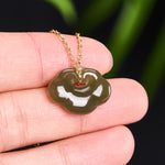 Buddha Stones Jade Auspicious Cloud Lock Luck Vintage Pendant Necklace