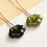 Buddha Stones Jade Auspicious Cloud Lock Luck Vintage Pendant Necklace