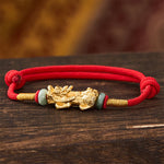 Buddha Stones Copper Pi Xiu Wealth Red String Bracelet