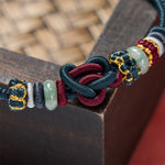 Buddha Stones Hand-Woven Love Heart Knot Jade Luck Braided Cord Bracelet