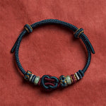 Buddha Stones Hand-Woven Love Heart Knot Jade Luck Braided Cord Bracelet