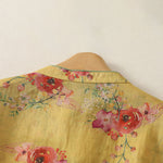 Buddha Stones Summer Tang Style Vintage Frog Button Orchid Floral Women's Sleeveless Shirts Tank Top