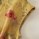 Buddha Stones Summer Tang Style Vintage Frog Button Orchid Floral Women's Sleeveless Shirts Tank Top