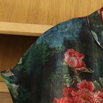 Buddha Stones Summer Tang Style Vintage Frog Button Orchid Floral Women's Sleeveless Shirts Tank Top