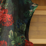 Buddha Stones Summer Tang Style Vintage Frog Button Orchid Floral Women's Sleeveless Shirts Tank Top